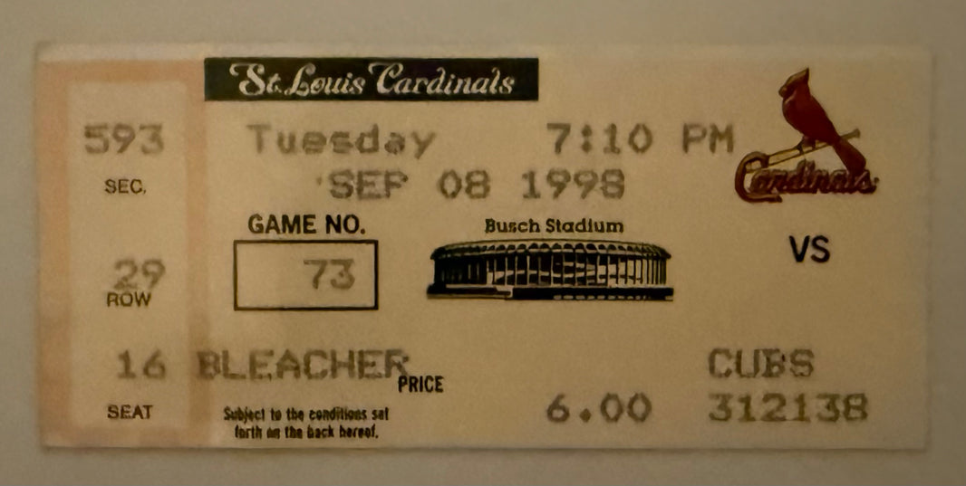 1998 Mark McGuire Hits Home Run Number 62 to Break Roger Maris Record of 61 in a Season, September 8, 1998