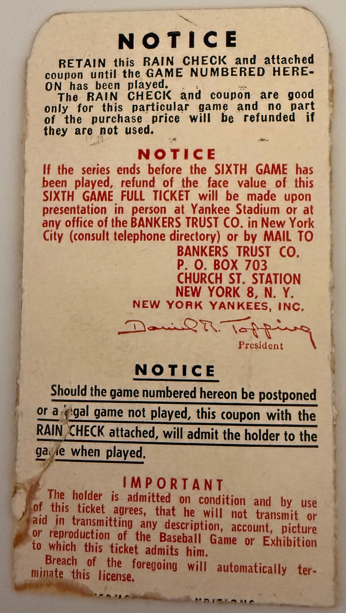 1951 World Series Game 6, Joe DiMaggio's Last Game