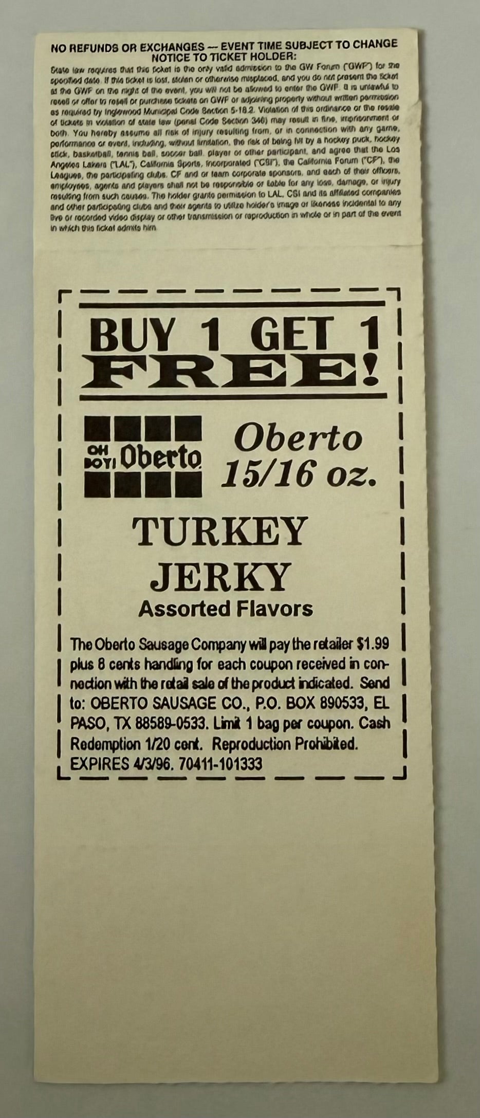1996 LA Lakers VS. Houston Rockets at Great Western Forum, March 3, 1996