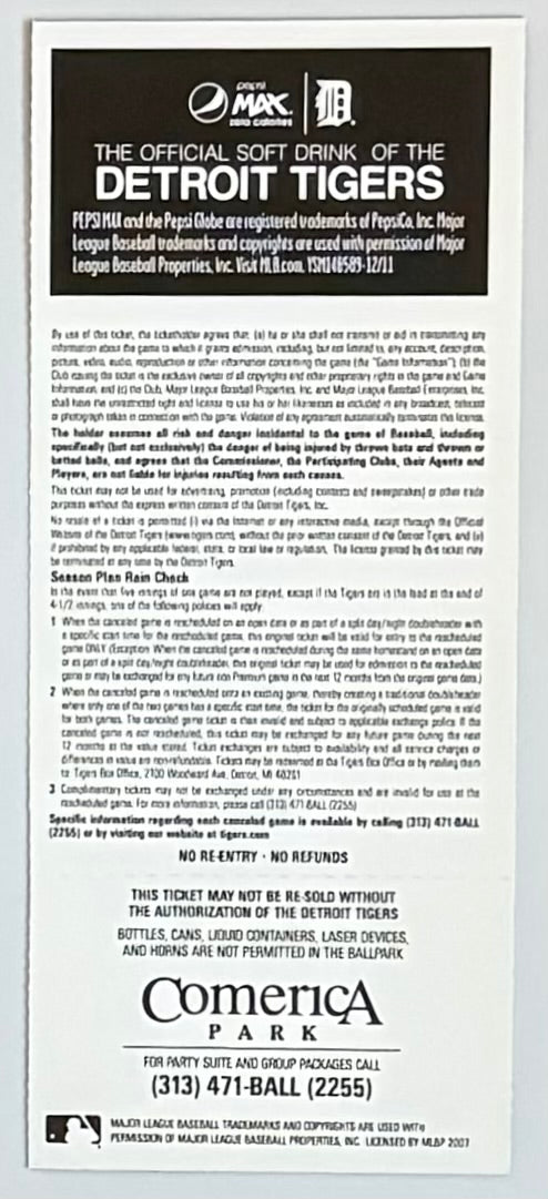 April 5, 2012, Detroit Tigers Opening Day versus Boston Red Sox