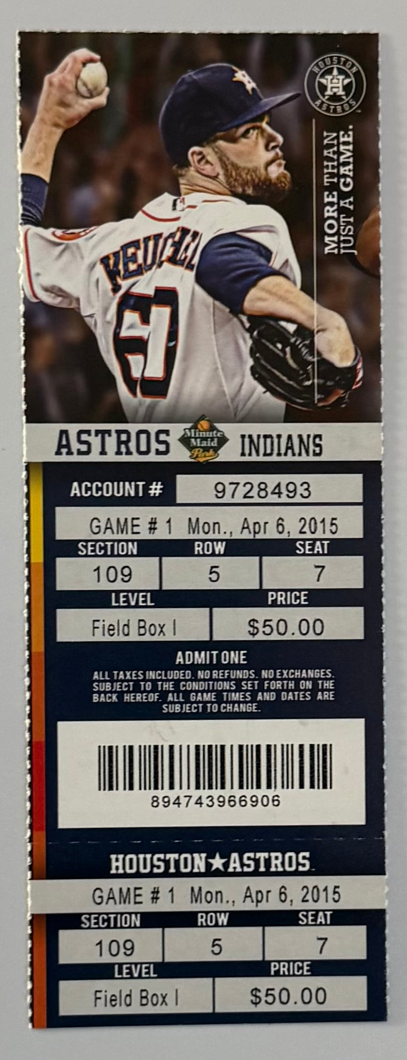 April 6, 2015,  Houston Astros Host Cleveland Indians