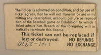 June 24, 1970, Last Game, Crosley Field, Good Condition-Mark on Reverse
