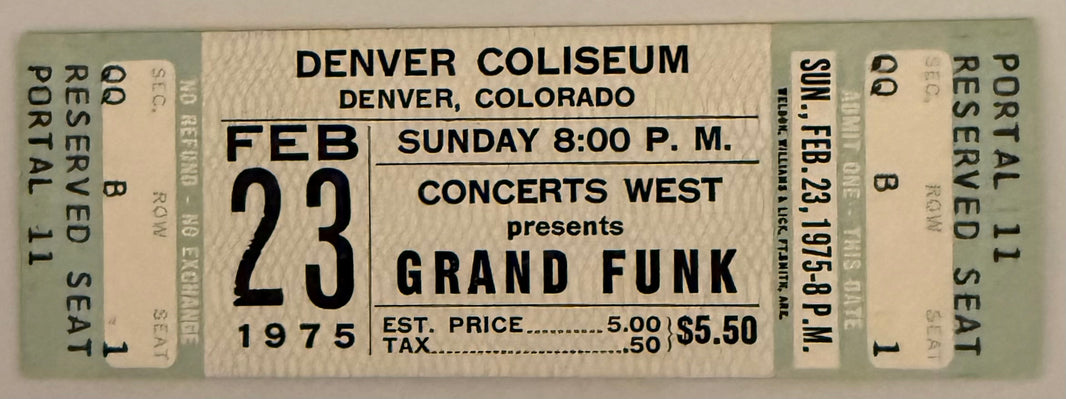 February 23, 1975, Grand Funk Railroad, Denver, Colorado