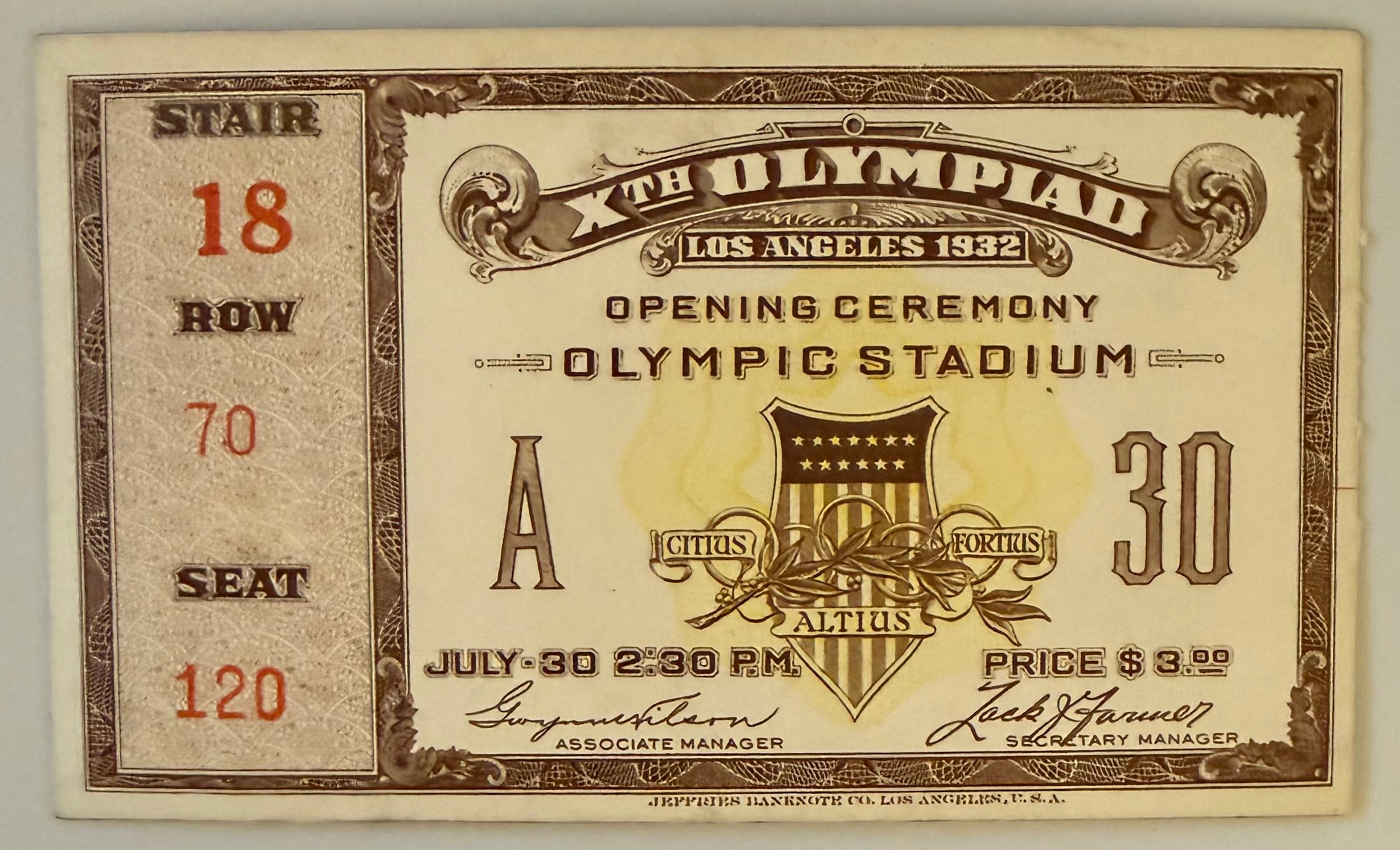 July 30, 1932, 1932 Olympics Opening Ceremonies