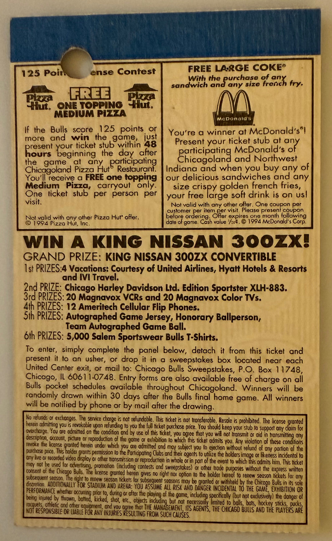 3/24/1995 Michael Jordan First Home Game After Ending Retirement, Wears #45