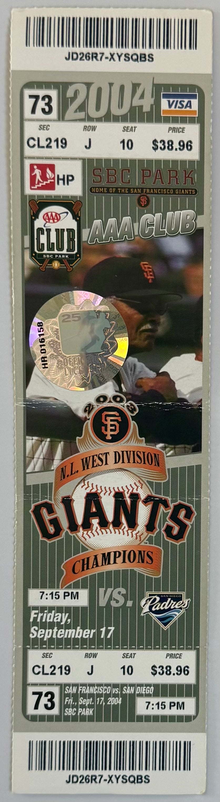 September 17, 2004, Bonds HR Number 700