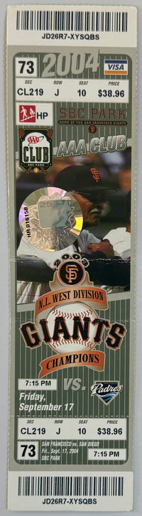 September 17, 2004, Bonds HR Number 700
