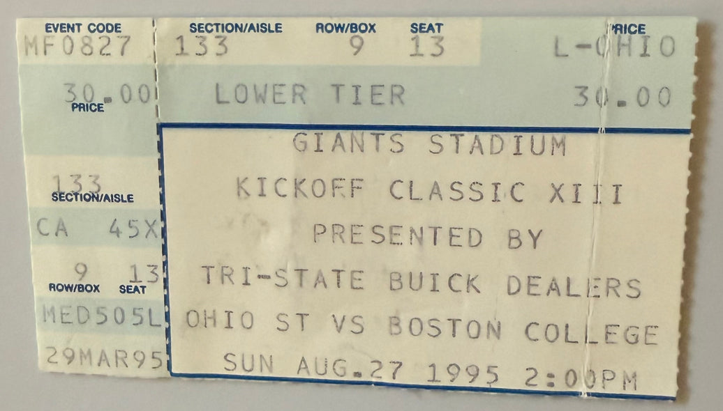 August 27, 1995, Ohio State University versus Boston College, Condition