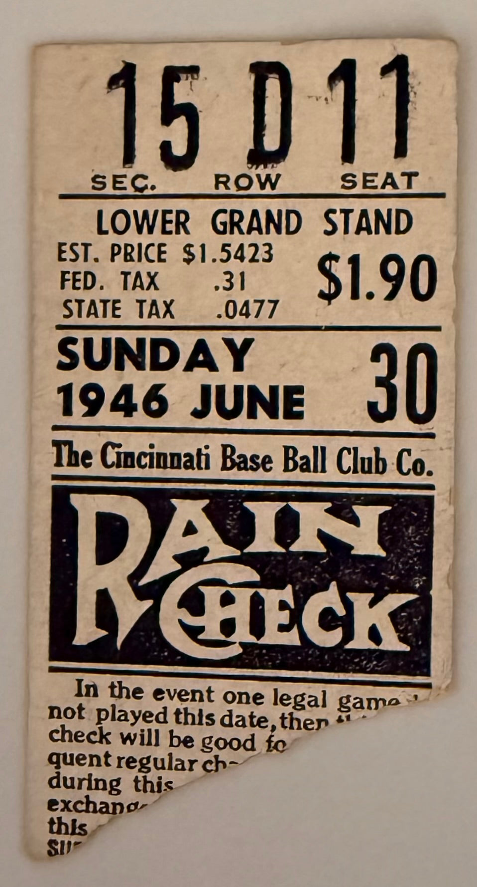 June 30, 1946, Reds versus Cubs (DH)