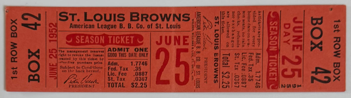 June 25, 1952, Browns versus Yankees, Satchel Paige Save, Mickey Mantle (C)