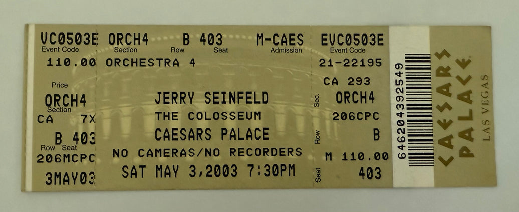 2003 Jerry Seinfeld at Caesar's Palace, May 3, 2003