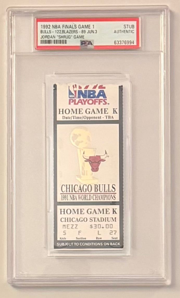 June 3, 1992, 1992 NBA Finals Game 1, Bulls - 122, Blazers - 89, Jordan Shrug Game