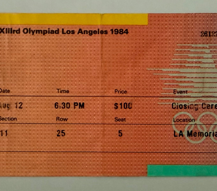 1984 Tickets to 1984 Los Angeles Olympics Closing Ceremony, Crease