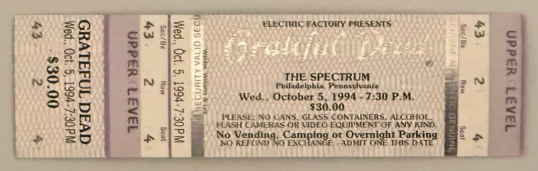 October 5, 1994 Grateful Dead, The Spectrum, Philadelphia