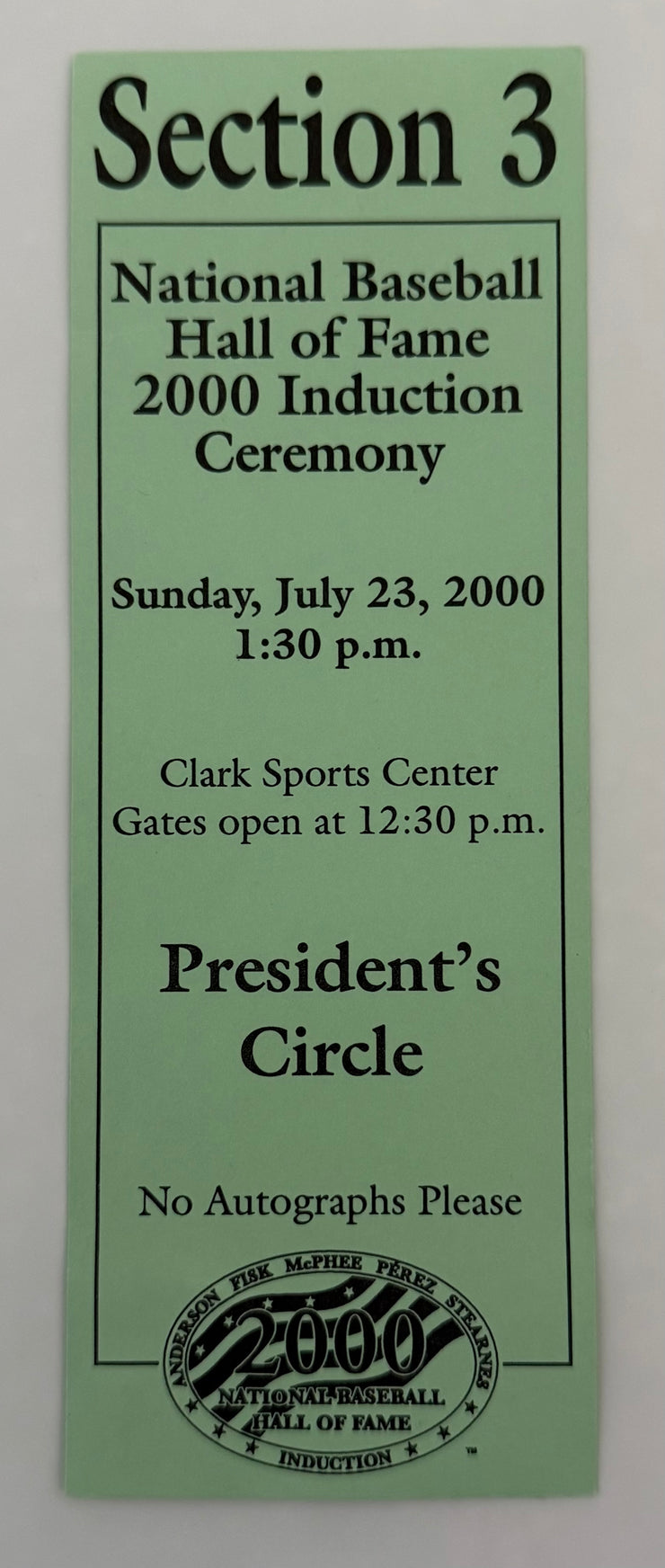 2000 National Baseball Hall of Fame  Induction Ceremony  Saturday, July 23, 2000 Sparky Anderson, Tony Perez, Marty Brennaman,  and Carlton Fisk Induction