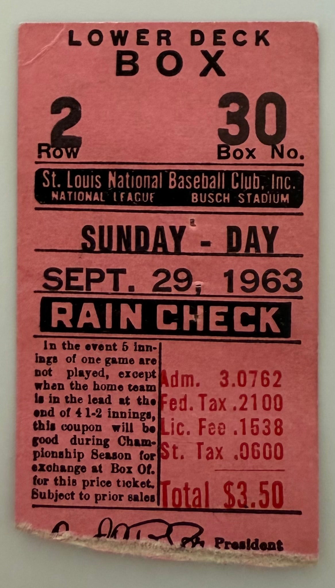 9/29/1963 Final Game Stan Musial, St. Louis Cardinals