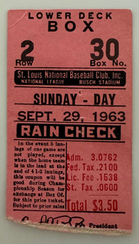 9/29/1963 Final Game Stan Musial, St. Louis Cardinals