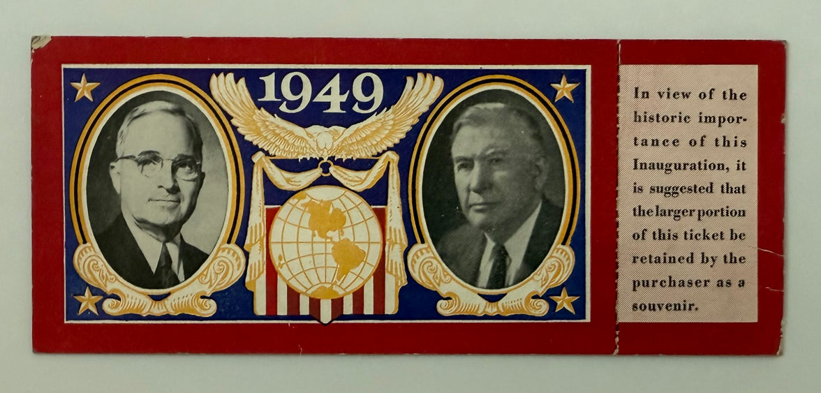 1949 Full Ticket to the Inauguration of Harry Truman and Alban Barkley, January 20, 1949