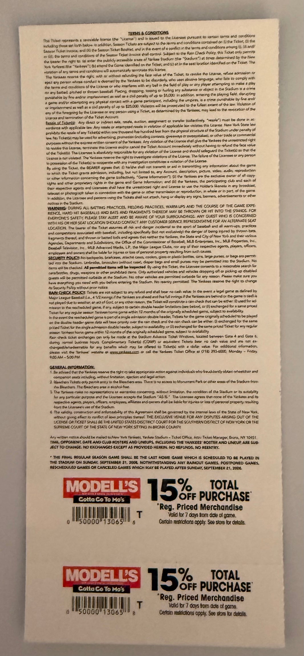 September 21, 2008, New York Yankees Final Game at Yankee Stadium