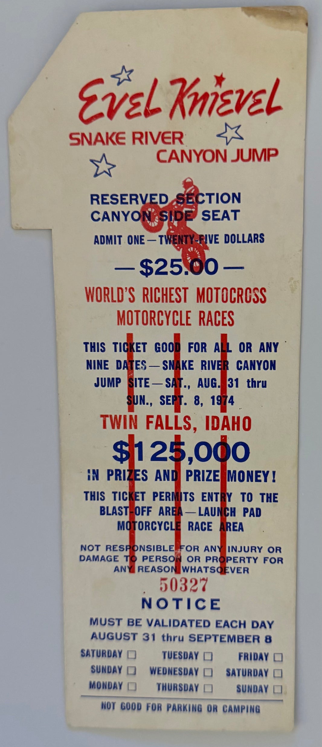 August 31-September 8, 1974, Evel Knievel Snake River Canyon Jump