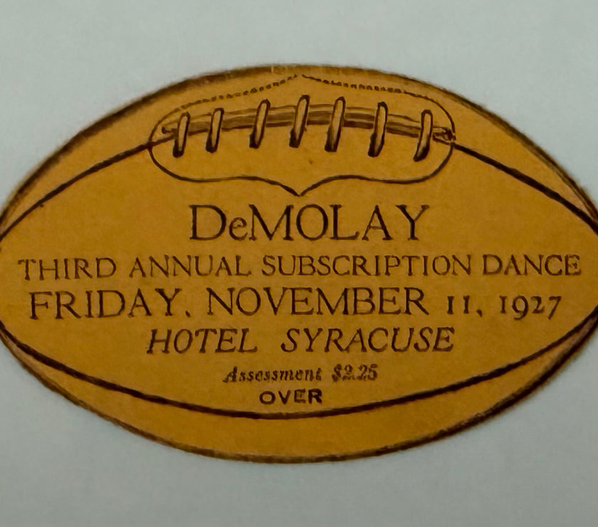 1927 Die Cut Ticket, DeMolay, Third Annual Subscription Dance, November 11, 1927