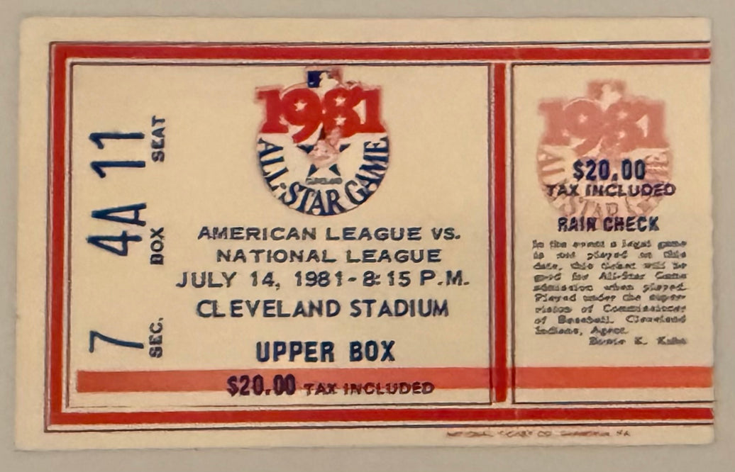 7/14/1981 MLB All Star Game Cleveland Stadium