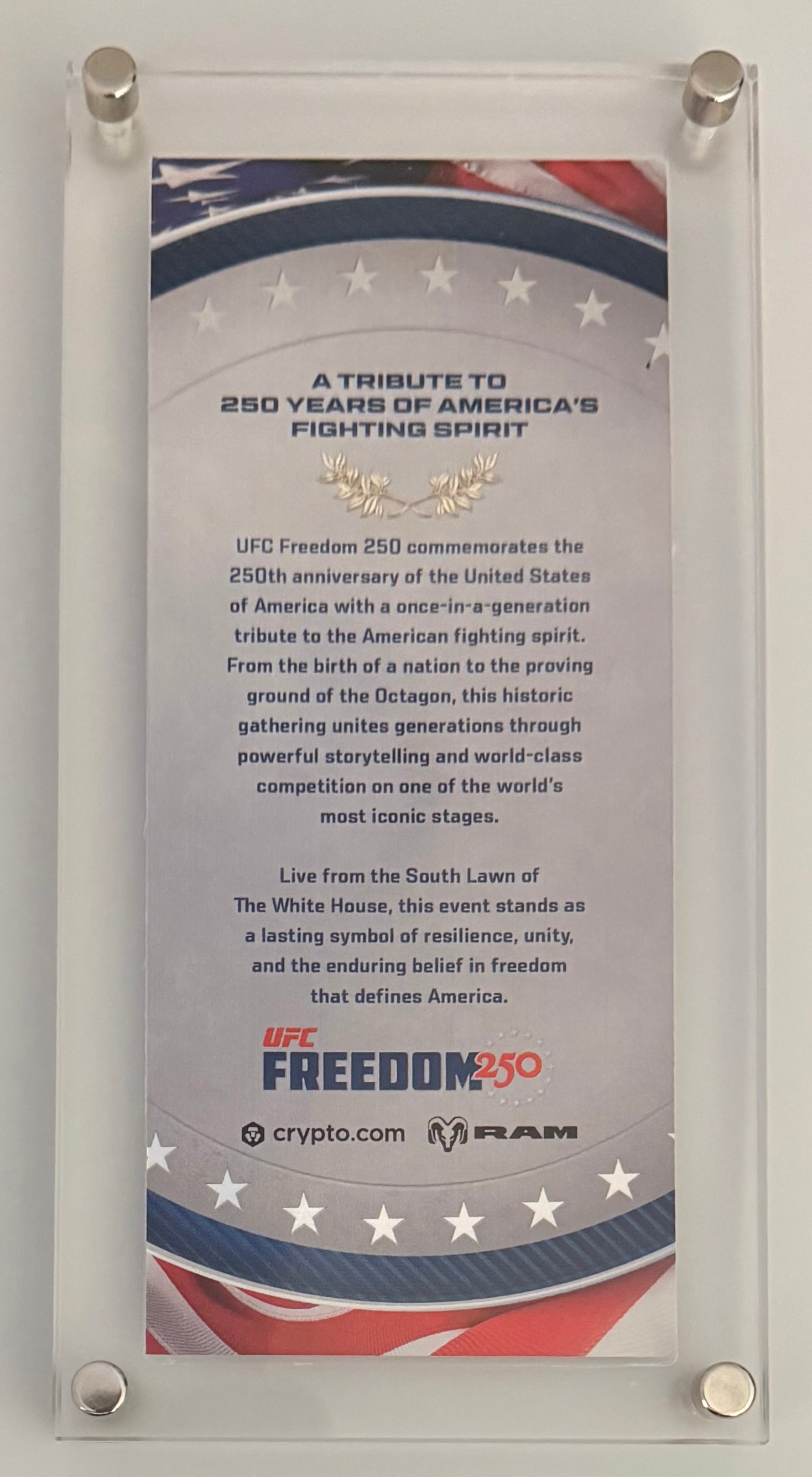 June 14, 2026, UFC Freedom 250, Framed Ticket