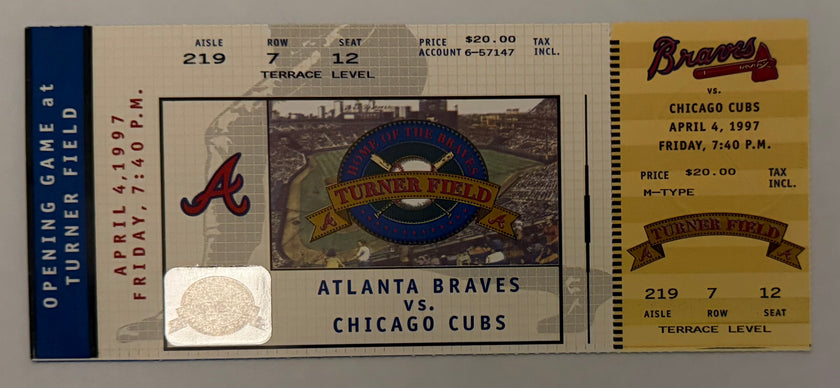 1997 Opening Game at Turner Field, Atlanta Braves versus Chicago Cubs, April 4, 1997
