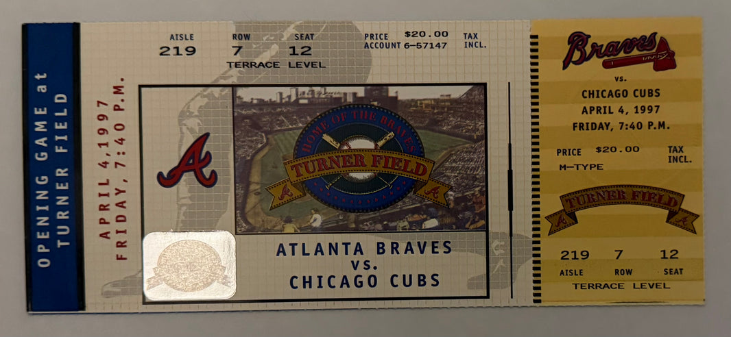 1997 Opening Game at Turner Field, Atlanta Braves versus Chicago Cubs, April 4, 1997
