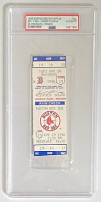 1986 Boston Red Sox, April 29, 1986, Boston-3 Seattle-1, Roger Clemens Strikes Out 20, PSA