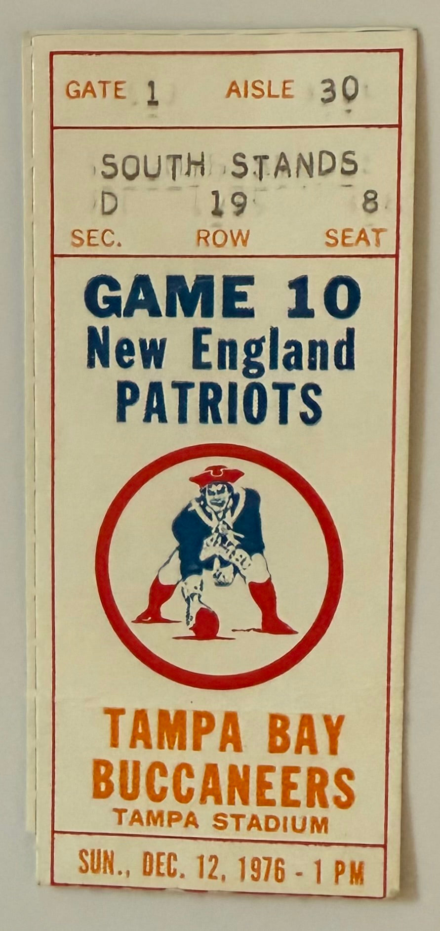 12/12/1976 Tampa Bay Bucs First Year, 0 - 14