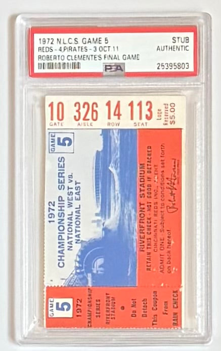 1972 NLCS, Game 5, Roberto Clemente's Final Game-PSA