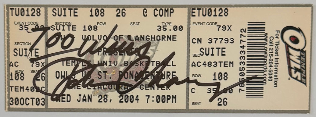 January 28, 2004, John Chaney 700th Victory, Autograph Appears Authentic