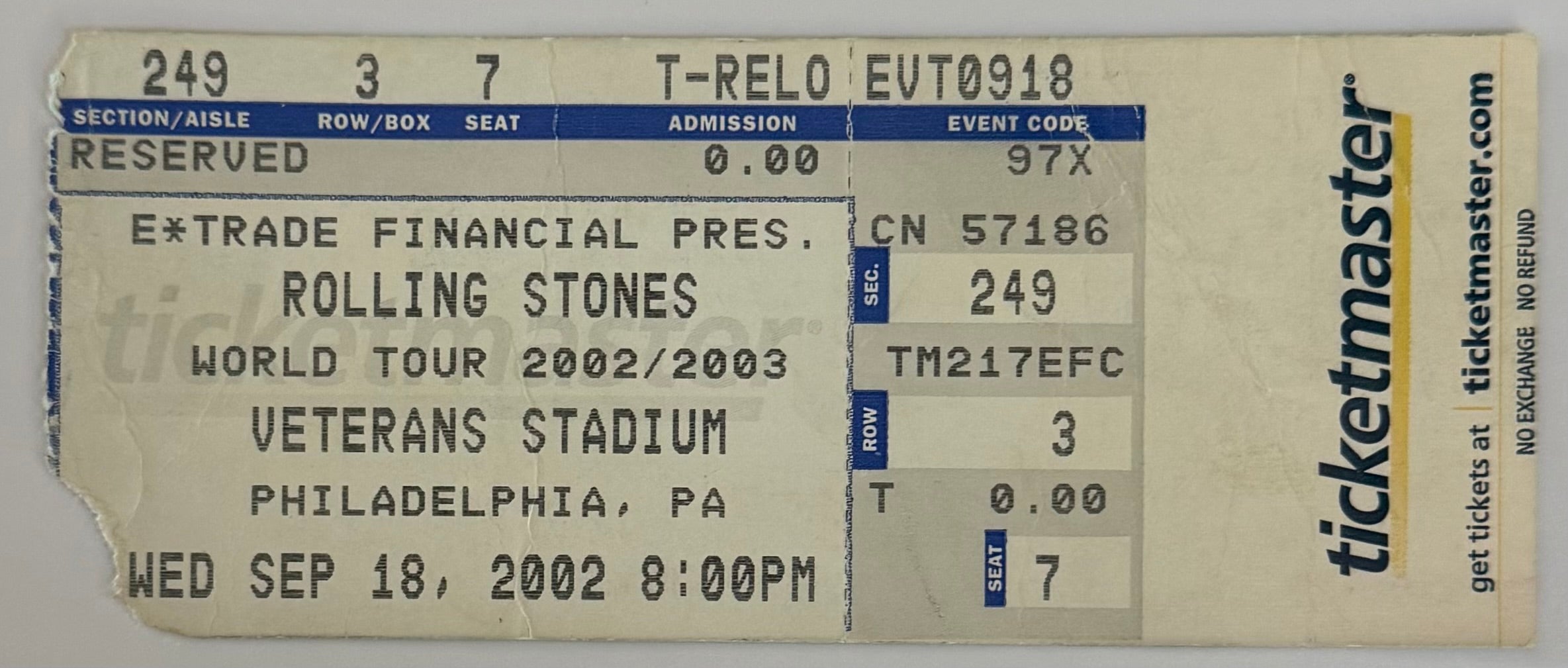 September 18, 2002, Rolling Stones, Forty Licks World Tour