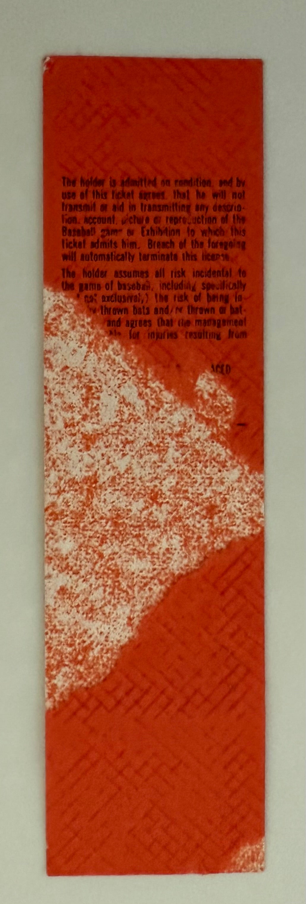 1979 Full Ticket Cincinnati Reds versus San Francisco Giants, Pedro Borbon Pitches Immaculate Inning, 6/23/1979, Damage to Reverse