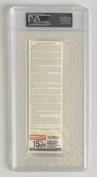 2011 Full Unused Ticket, July 9, 2011, Derek Jeter 5/5 Hits HR for 3000th Hit, PSA Graded