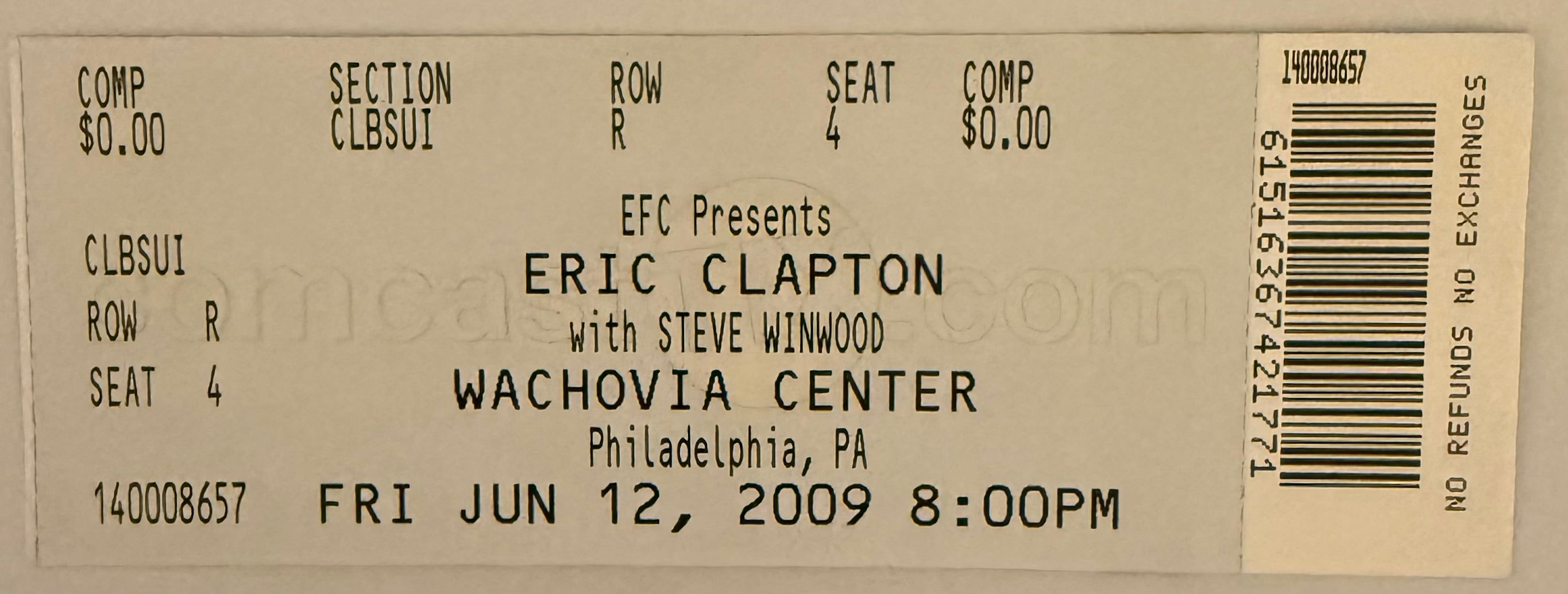 June 12, 2009, Eric Clapton, Philadelphia
