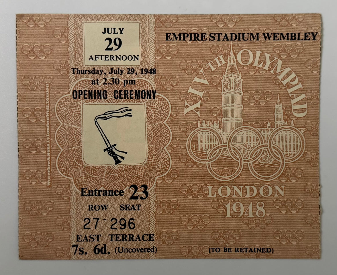 1948 Ticket to the Opening Ceremony of the 1948 Olympics, Held in London, England, July 29, 1948