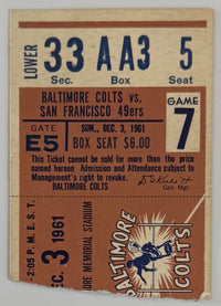 December 3, 1961, Baltimore Colts versus SF 49ers