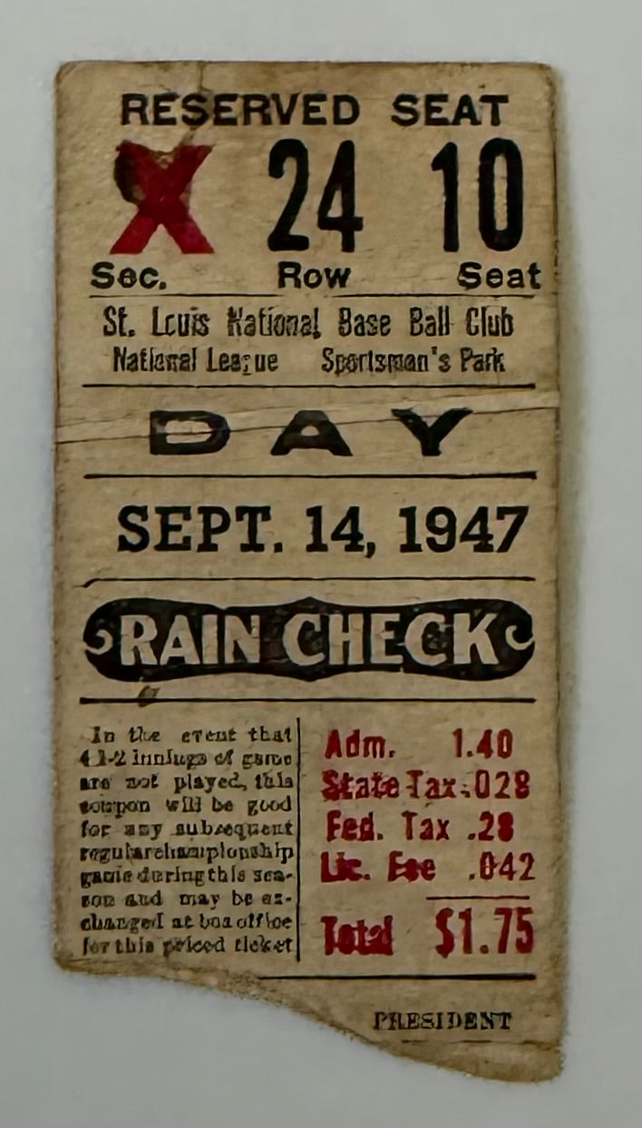 1947 Giants Beat Cardinals 9-1 at Sportsman Park, Stan Musial 2-3, 9/14/47