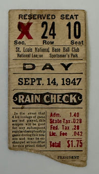 1947 Giants Beat Cardinals 9-1 at Sportsman Park, Stan Musial 2-3, 9/14/47