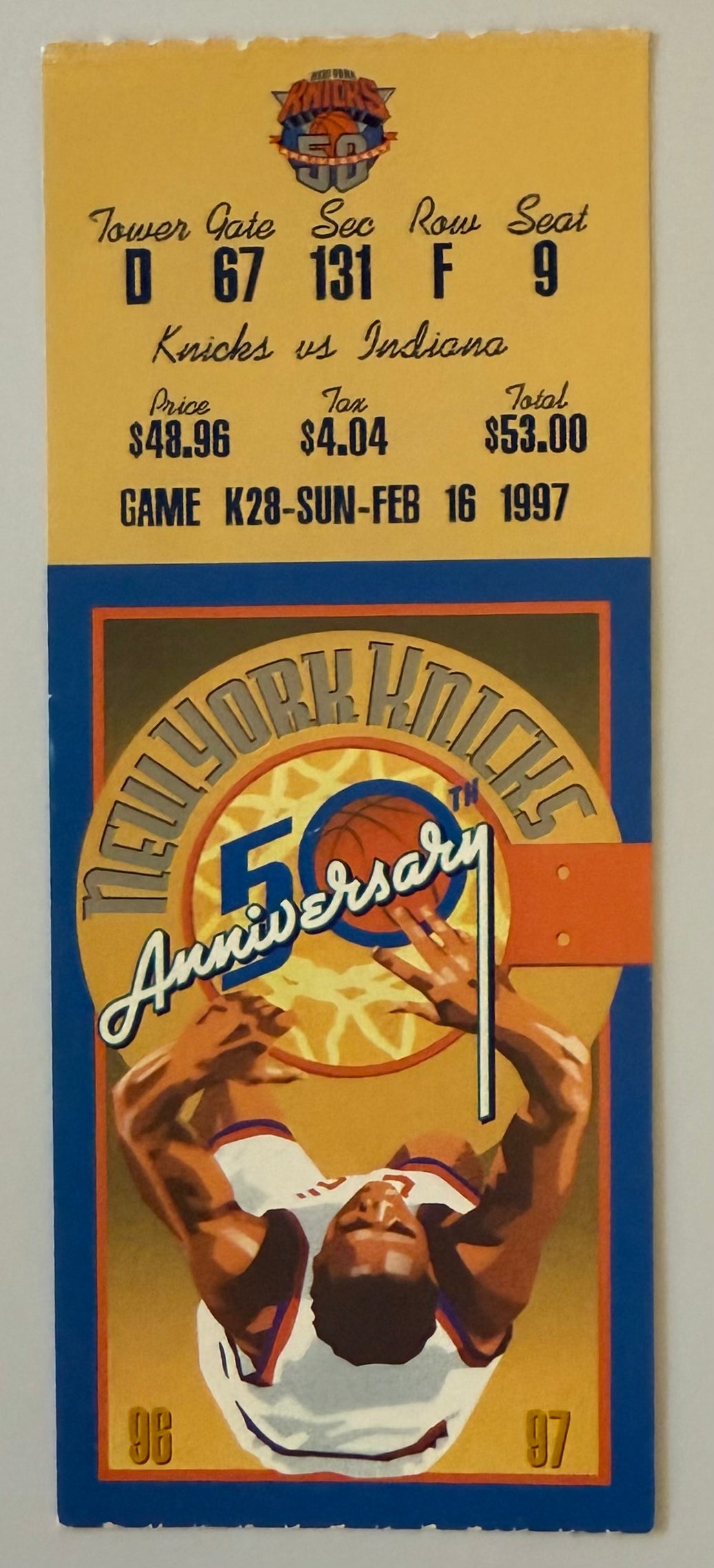 1997 New York Knicks VS. Indiana Pacers, February 16 1997