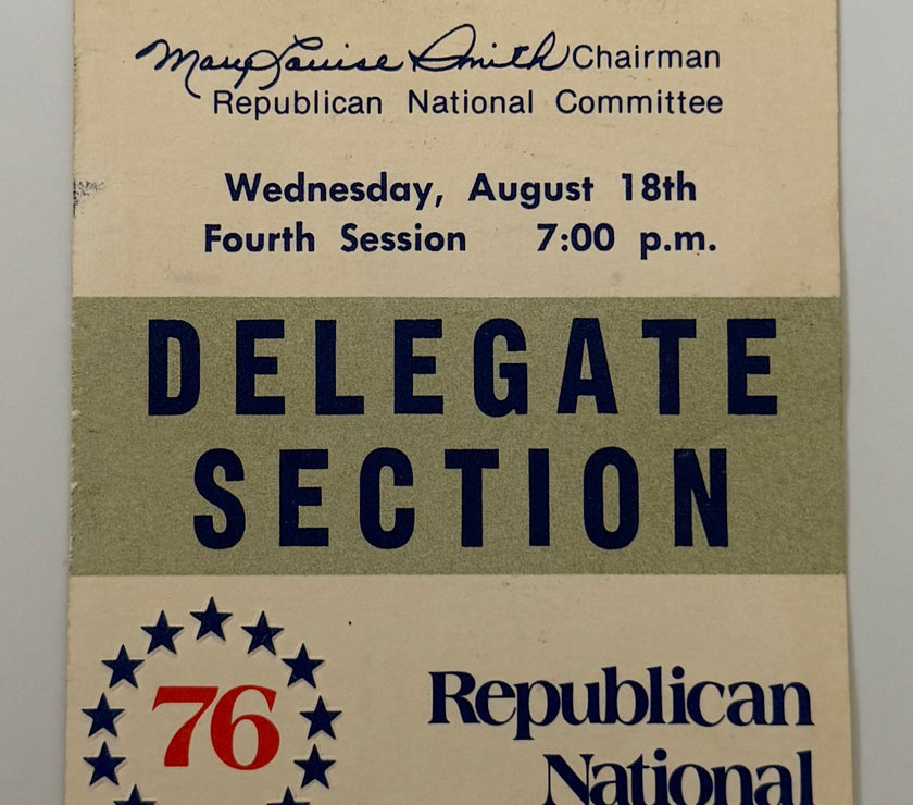 1980 Badge for the Delegate Section of the Republican National Convention in Kansas City, August 18, 1976