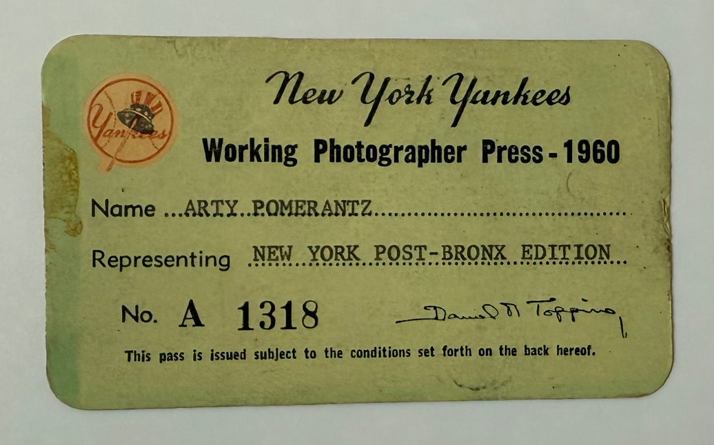 1960 New York Yankees Working Photographer Pass, Damages to Reverse