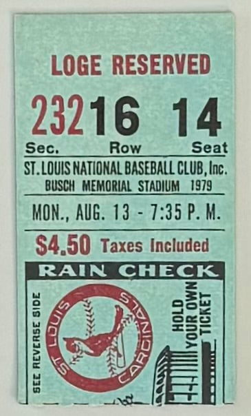 August 13, 1979, Lou Brock Achieves 3000th Hit, VG