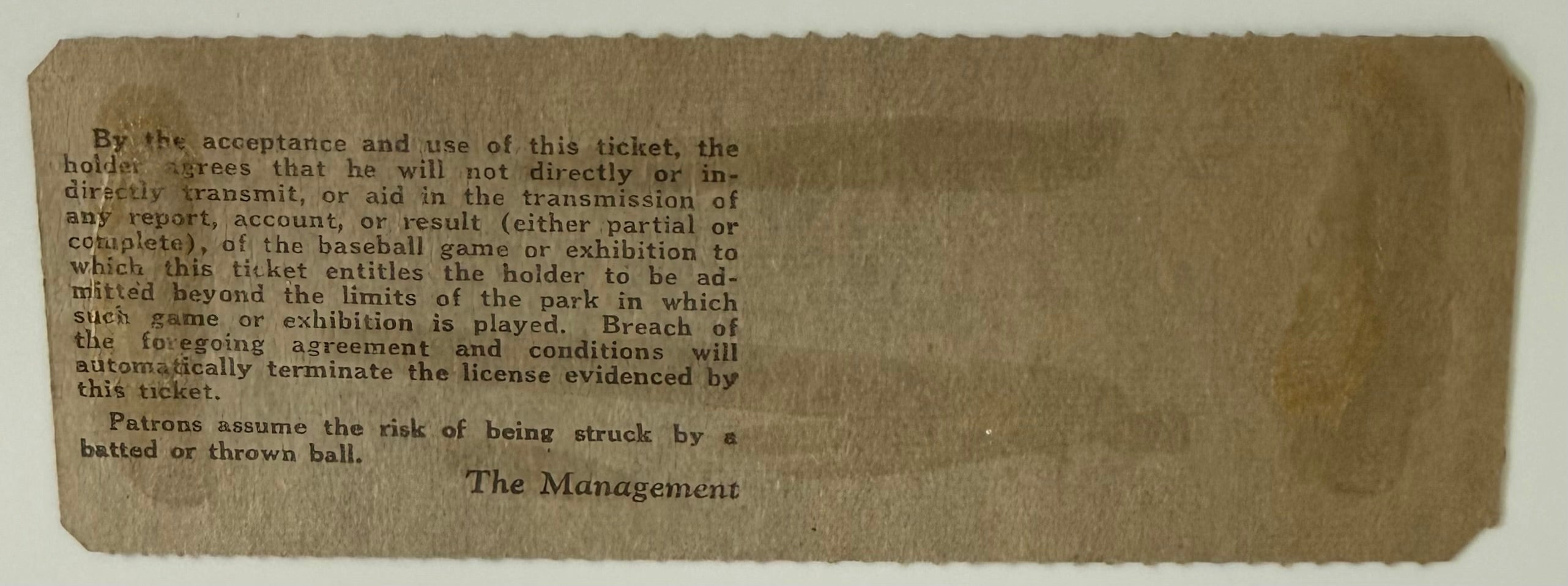August 19, 1945, Boston Braves - Fenway Park, Armed Forces in Uniform Day, Condition-Reverse