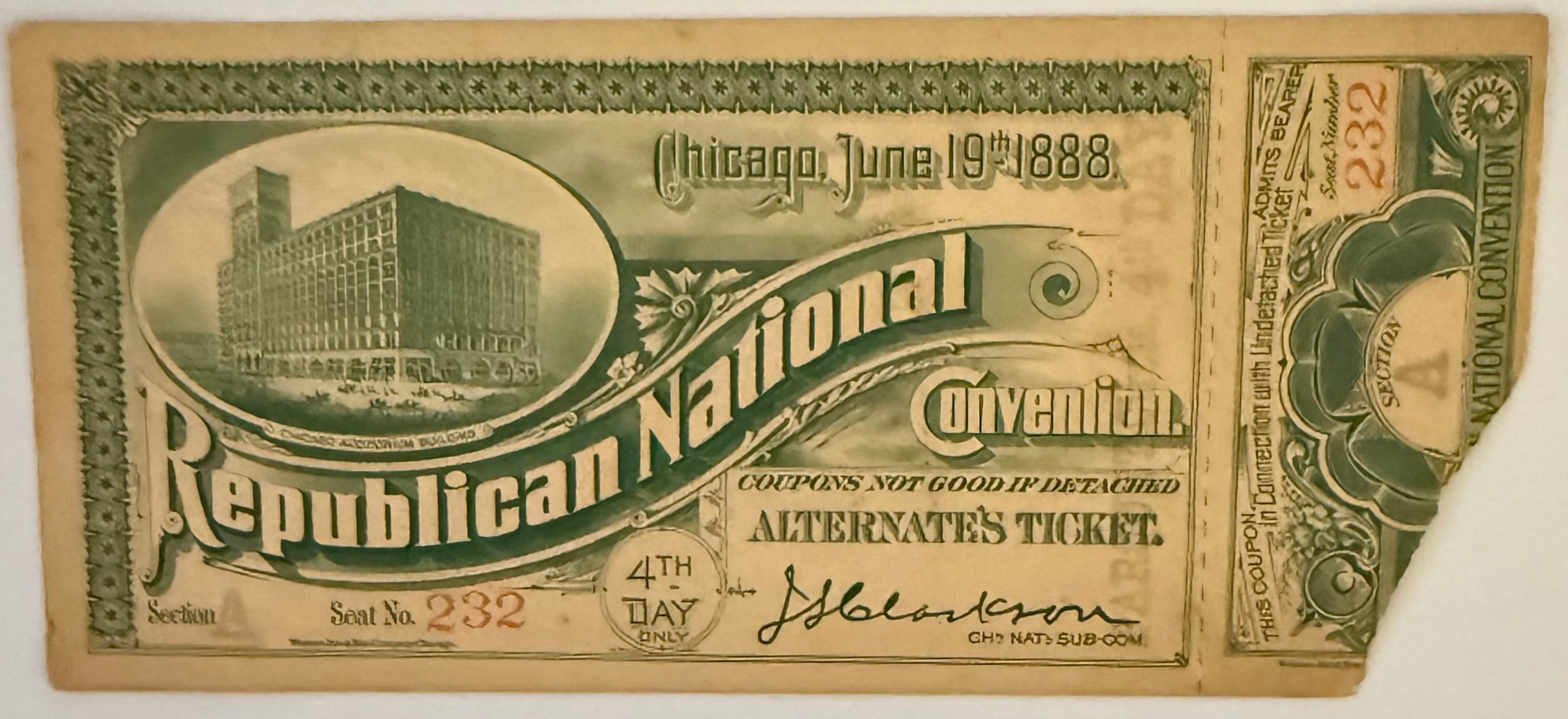 June 19, 1888, Republican National Convention, Benjamin Harrison Nominated and Won Presidency