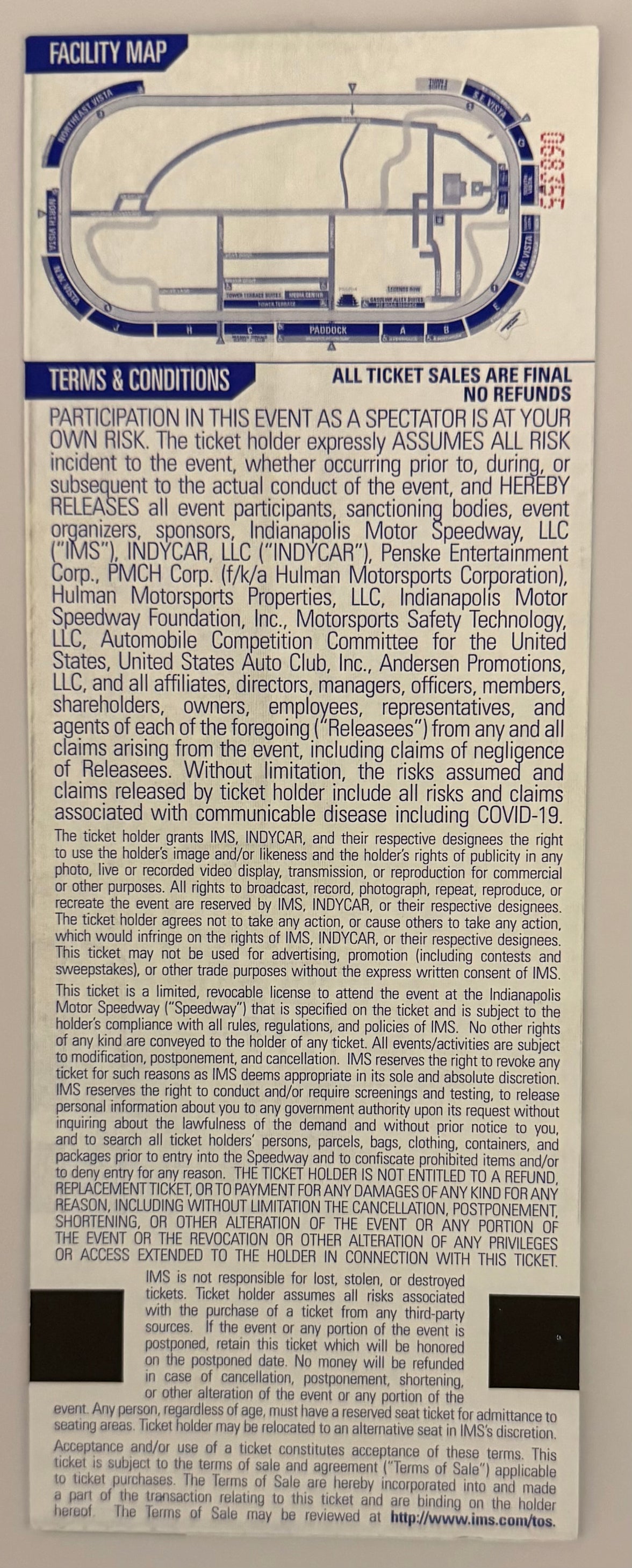 May 30, 2021, 105th Indianapolis 500, Full Penthouse Ticket
