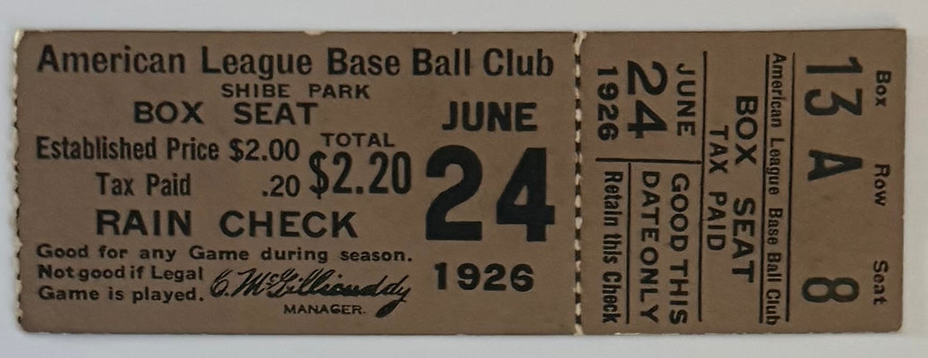 June 24, 1926, Philadelphia A's at Shibe Park