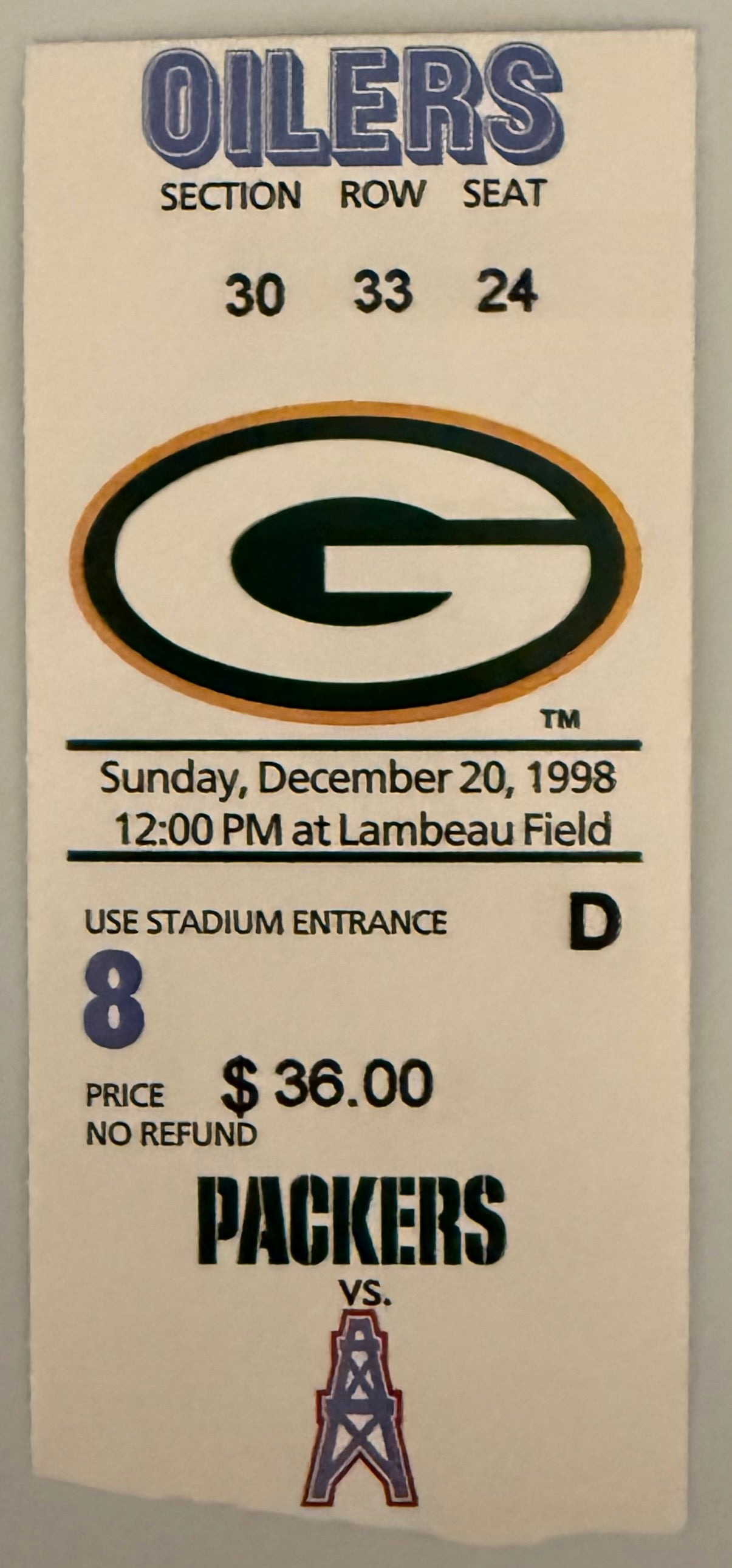 December 20, 1998, Reggie White Final Game at Lambeau Field